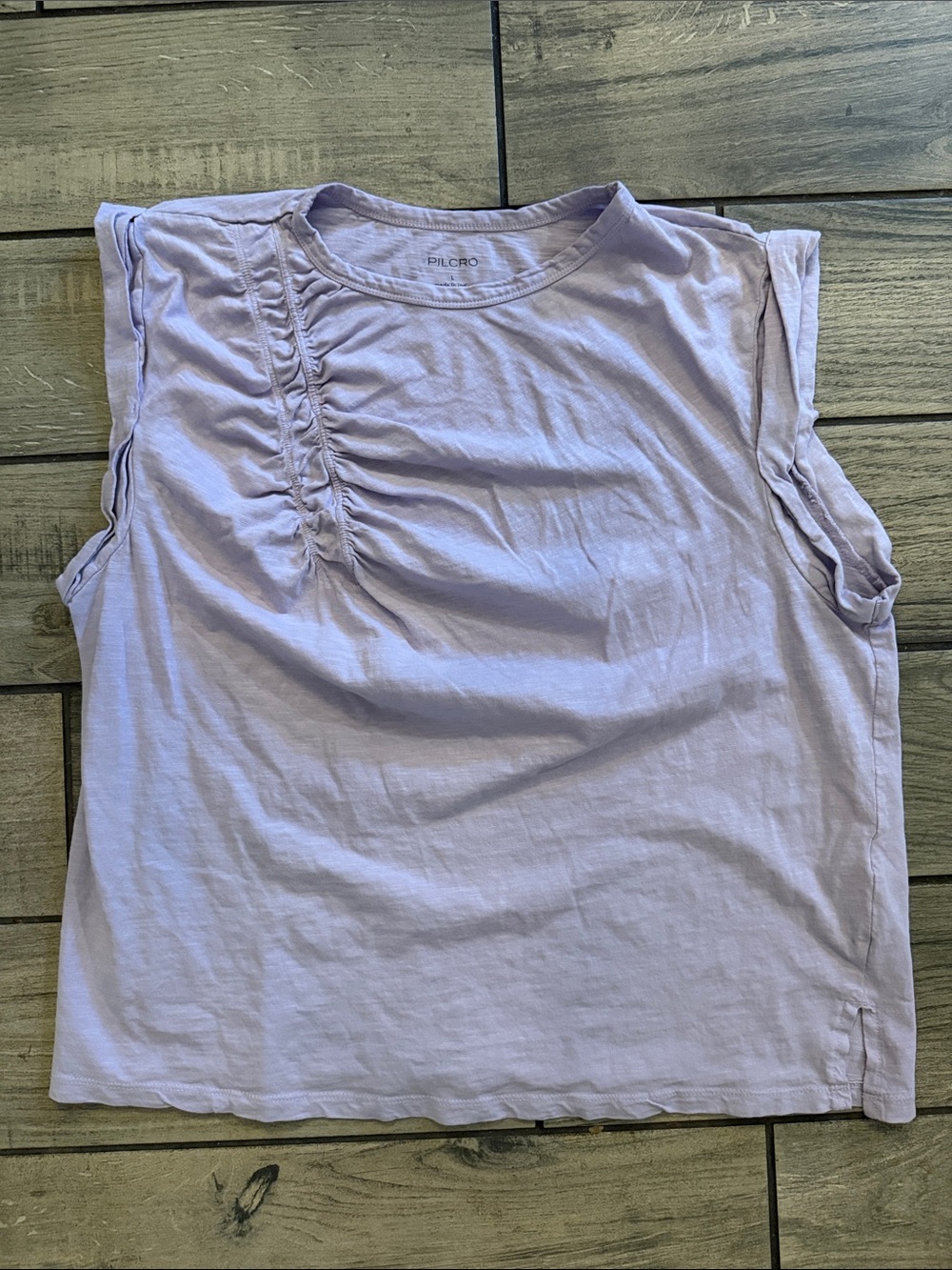 Pilcro Light Lavender Ruched Shoulder Tank